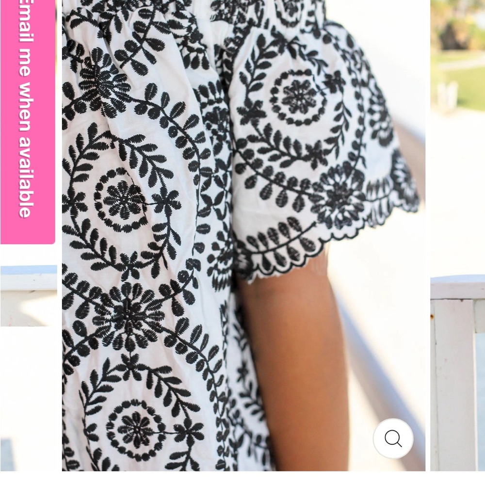 Entro Navy and White embroidered off the shoulder Dress - Picture 5 of 8